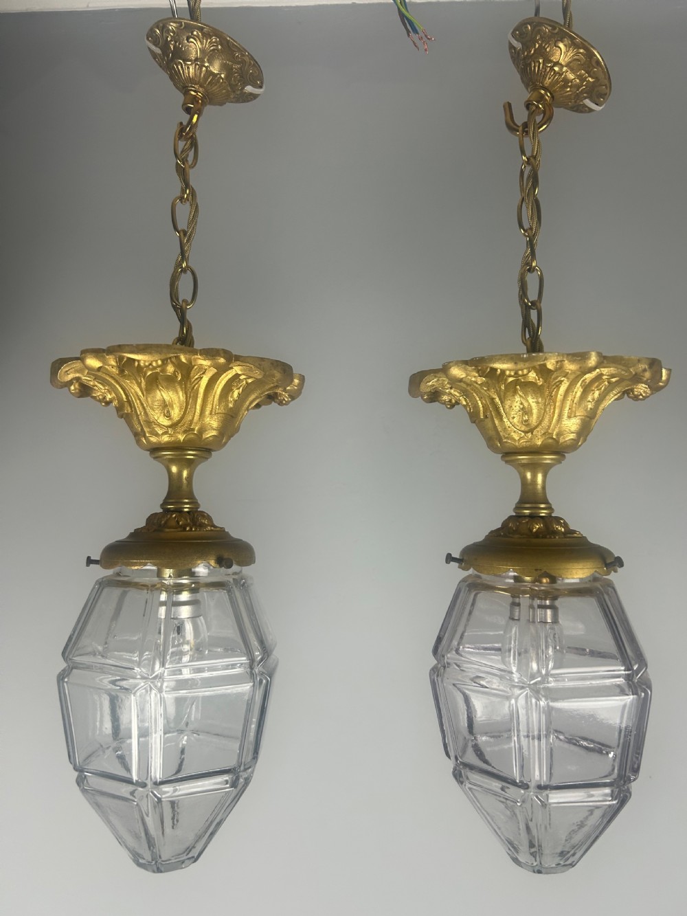 Pair of French Louis XVI Style Bronze Gilt & Cut Glass Ceiling Lanterns, Ceiling Lights  View VIII