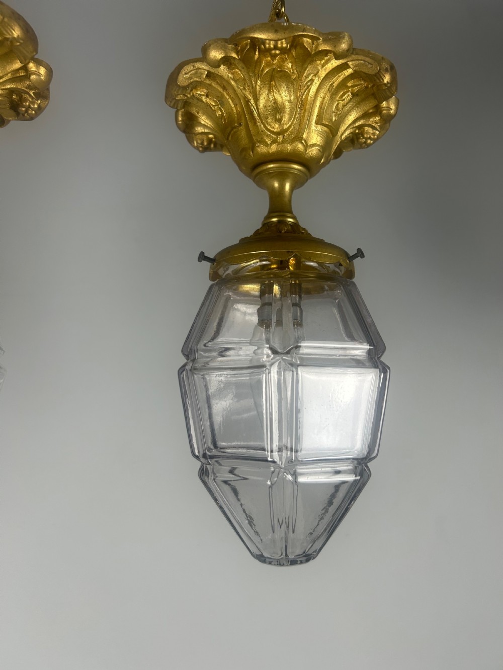 Pair of French Louis XVI Style Bronze Gilt & Cut Glass Ceiling Lanterns, Ceiling Lights  View IX