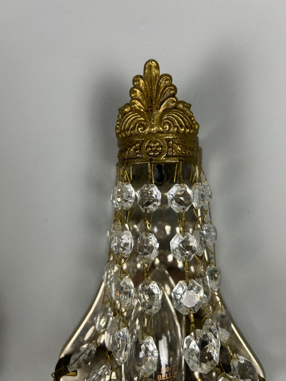Pair of French Single Light  Montgolfier Crystal Antique Wall Lights View IV