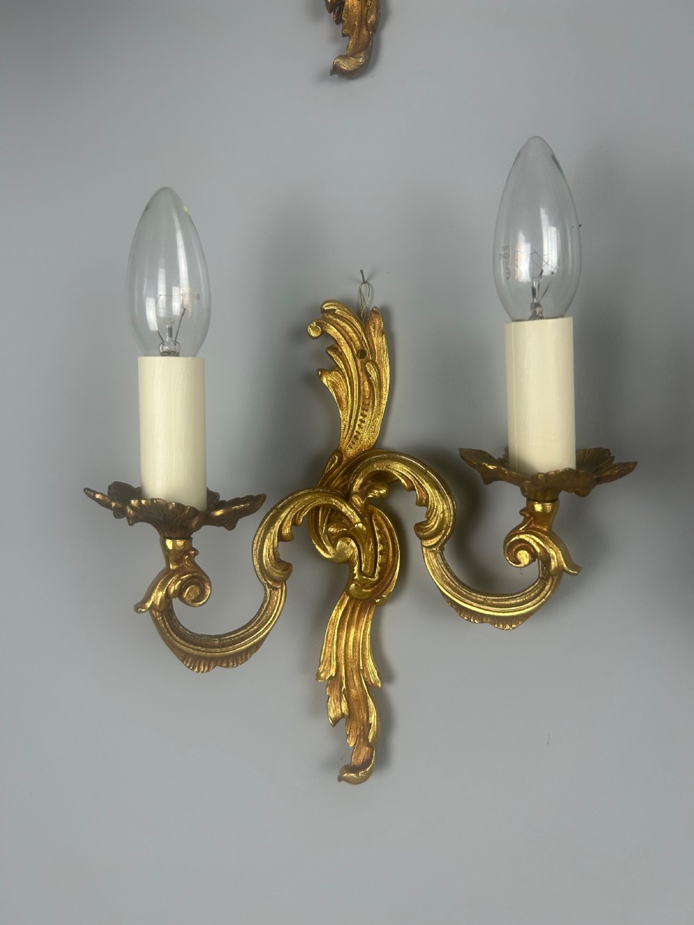 Set Of 4 French Gilded Twin Arm Antique Wall Lights View III