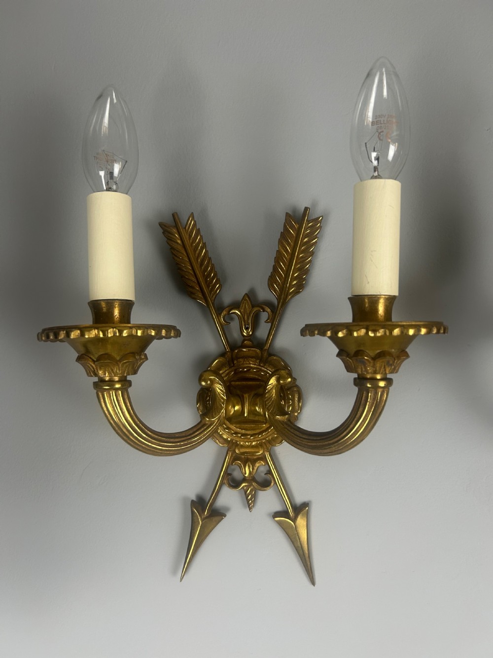 French Pair Of Gilded Bronze Empire Antique Wall Lights View III