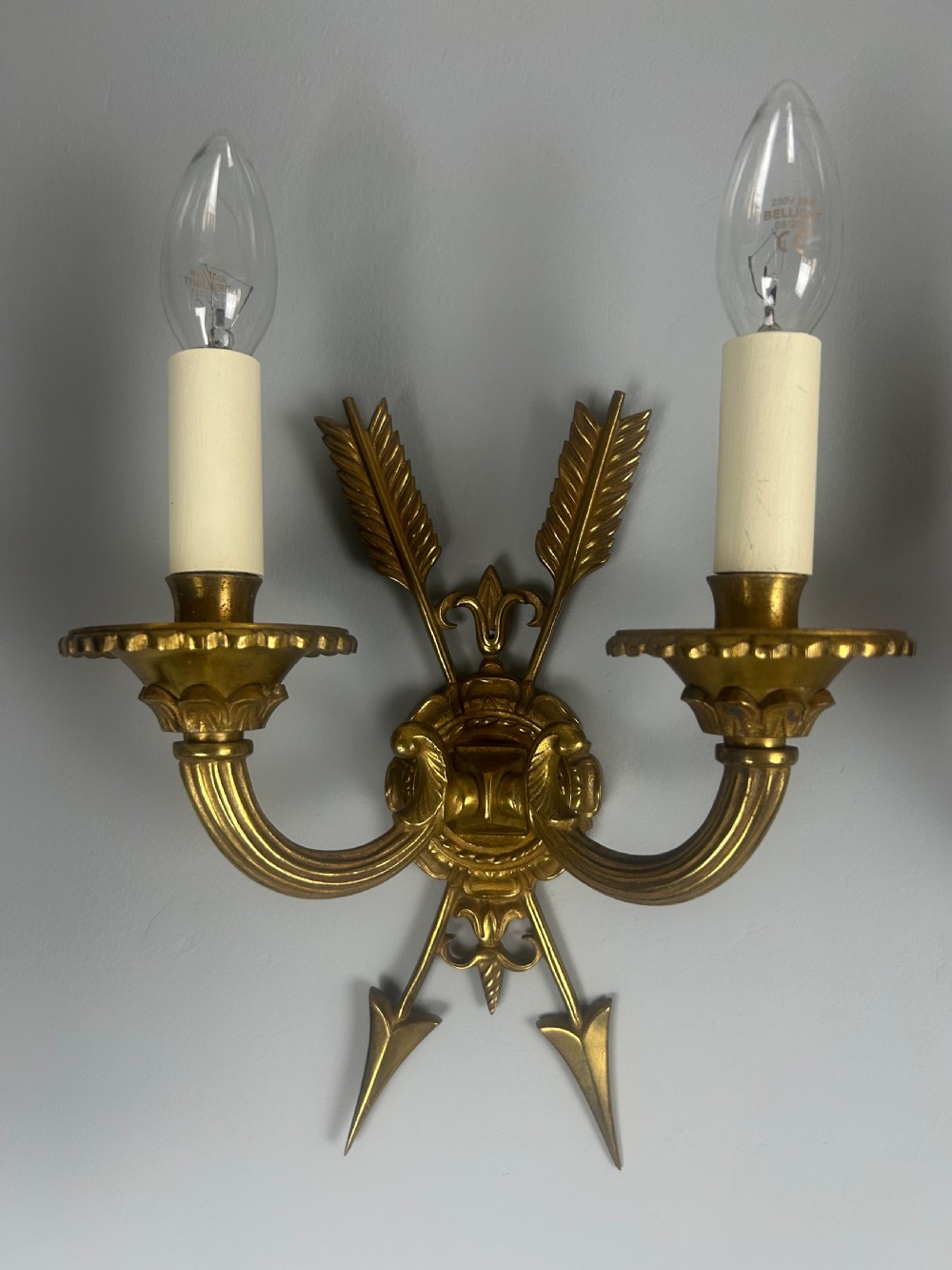 French Pair Of Gilded Bronze Empire Antique Wall Lights View IV