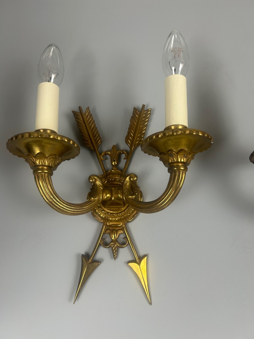French Pair Of Gilded Bronze Empire Antique Wall Lights View V