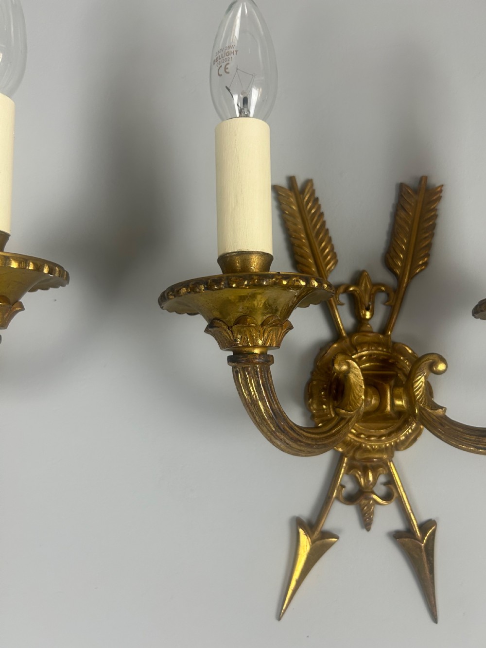 French Pair Of Gilded Bronze Empire Antique Wall Lights View VI