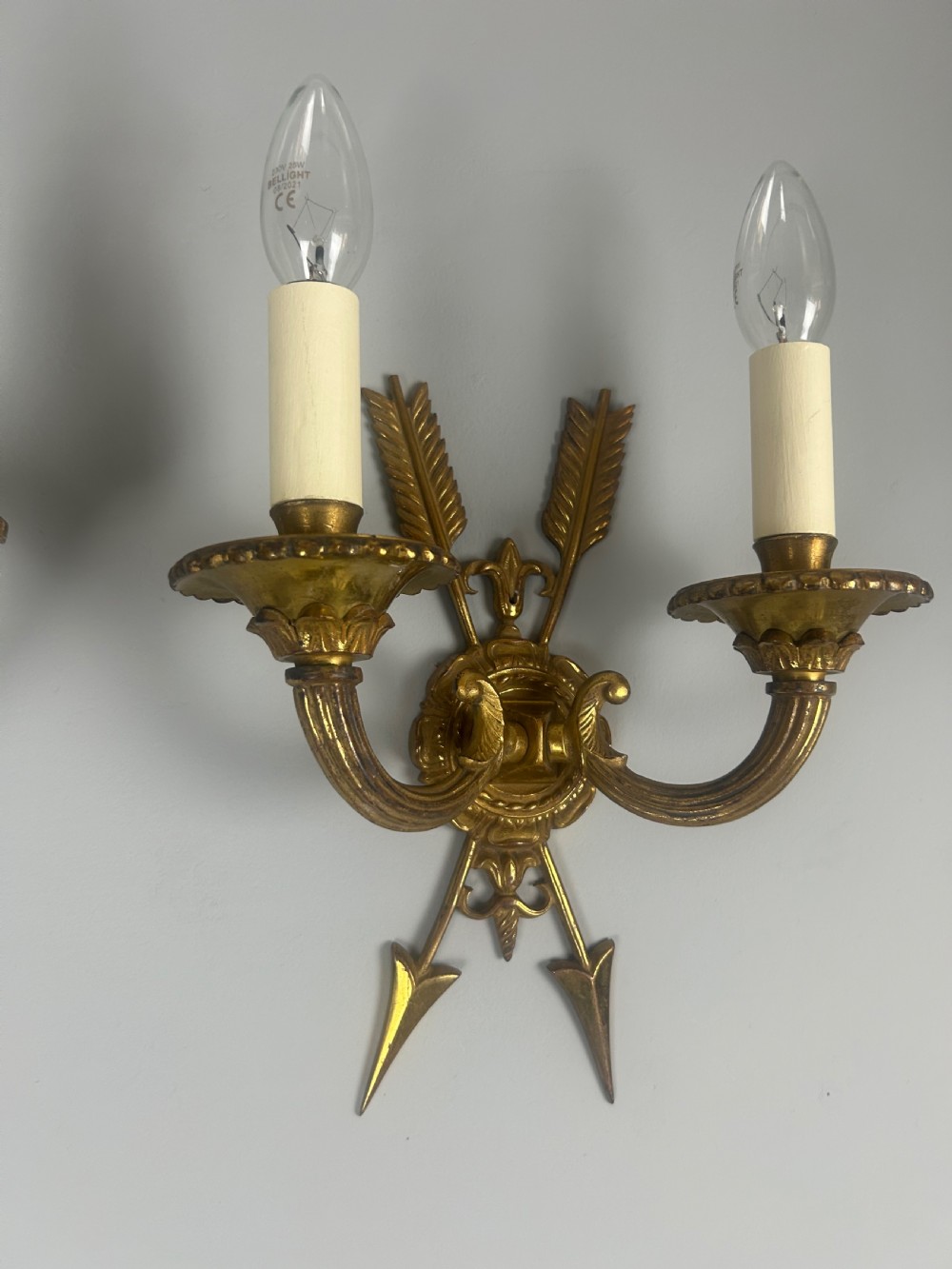 French Pair Of Gilded Bronze Empire Antique Wall Lights View VII