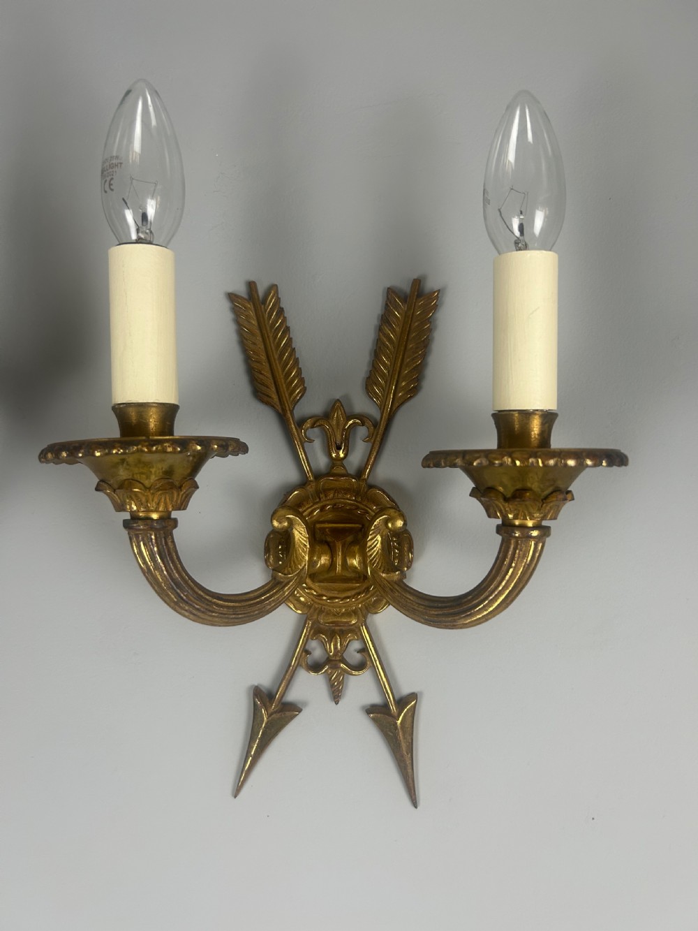 French Pair Of Gilded Bronze Empire Antique Wall Lights View IX