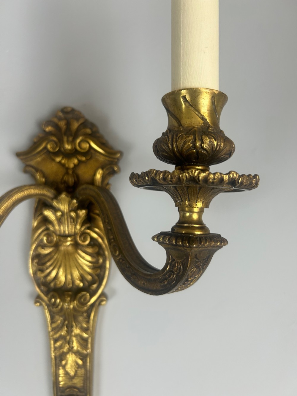 French 19th Century Pair Of Gilded Bronze Antique Wall Sconces, Wall Lights  View IV