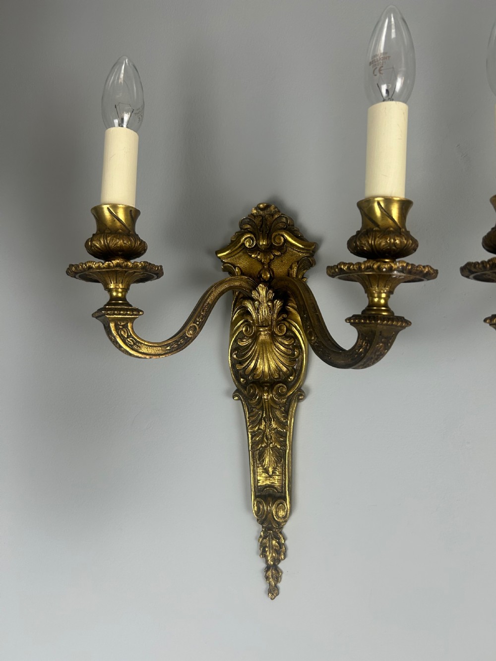 French 19th Century Pair Of Gilded Bronze Antique Wall Sconces, Wall Lights  View IX