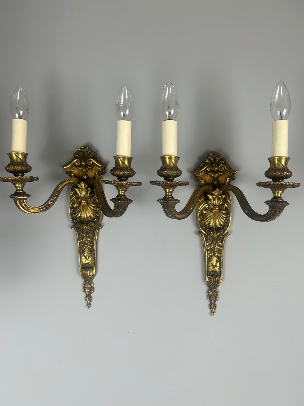 French 19th Century Pair Of Gilded Bronze Antique Wall Sconces, Wall Lights  View XI