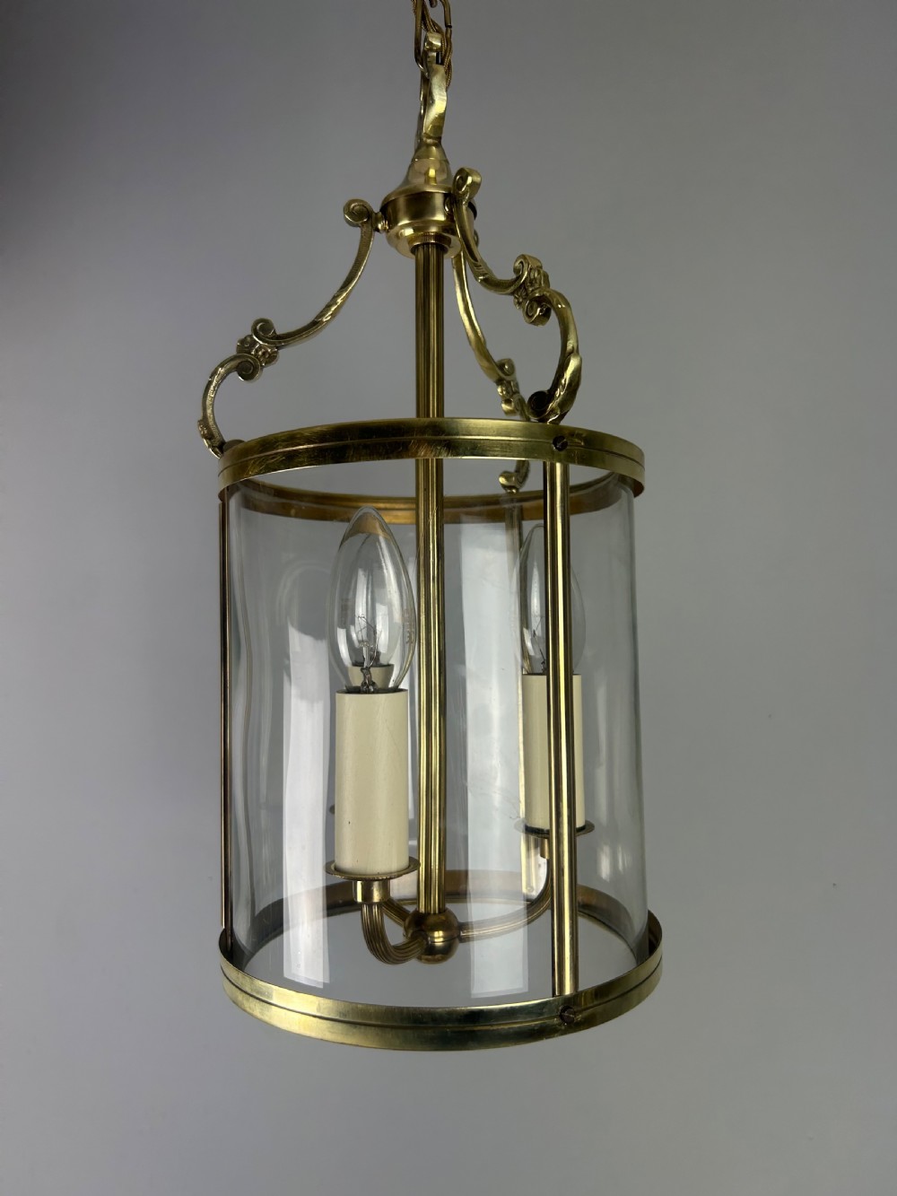 French Polished Brass Triple Light Lantern 