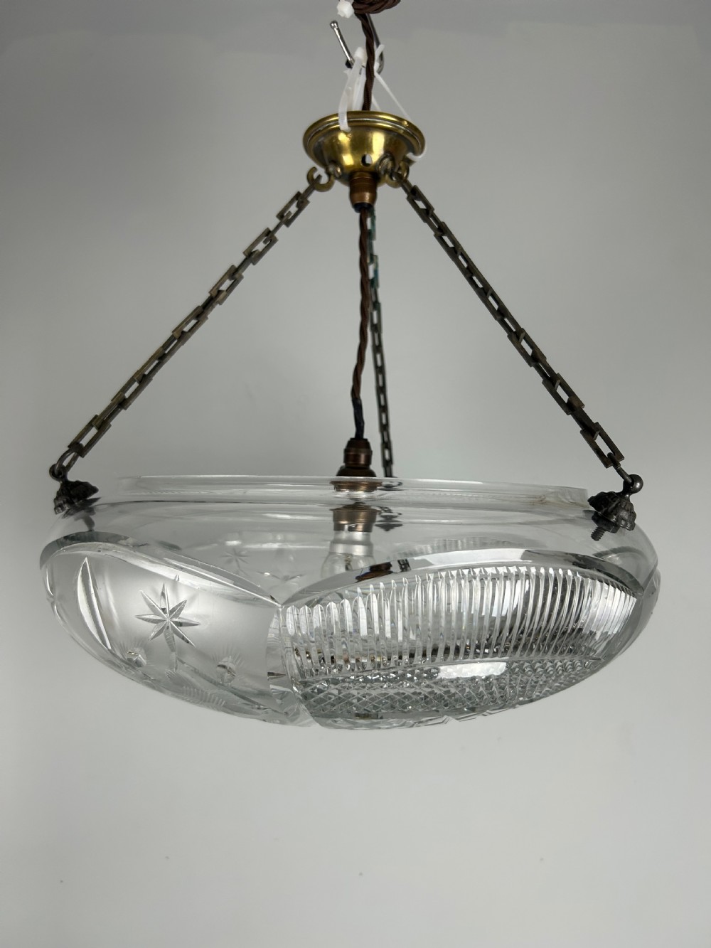Edwardian Cut Glass Plafonnier, Ceiling Light  View II