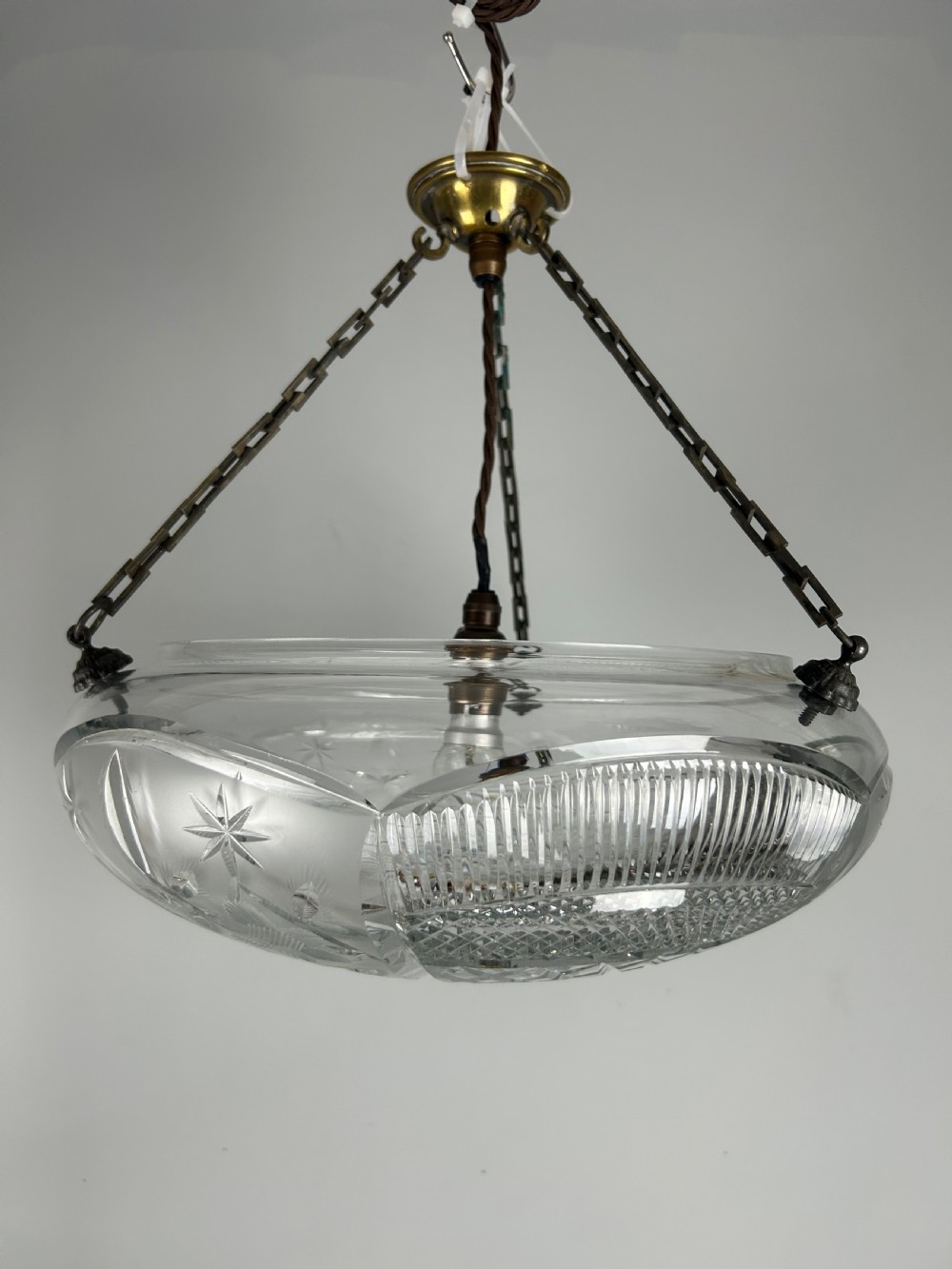 Edwardian Cut Glass Plafonnier, Ceiling Light  View III
