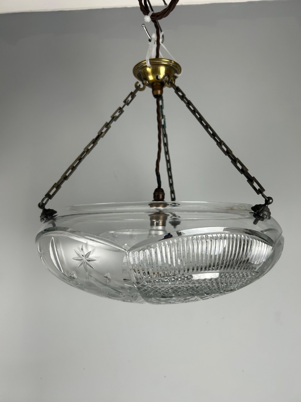 Edwardian Cut Glass Plafonnier, Ceiling Light  View IV
