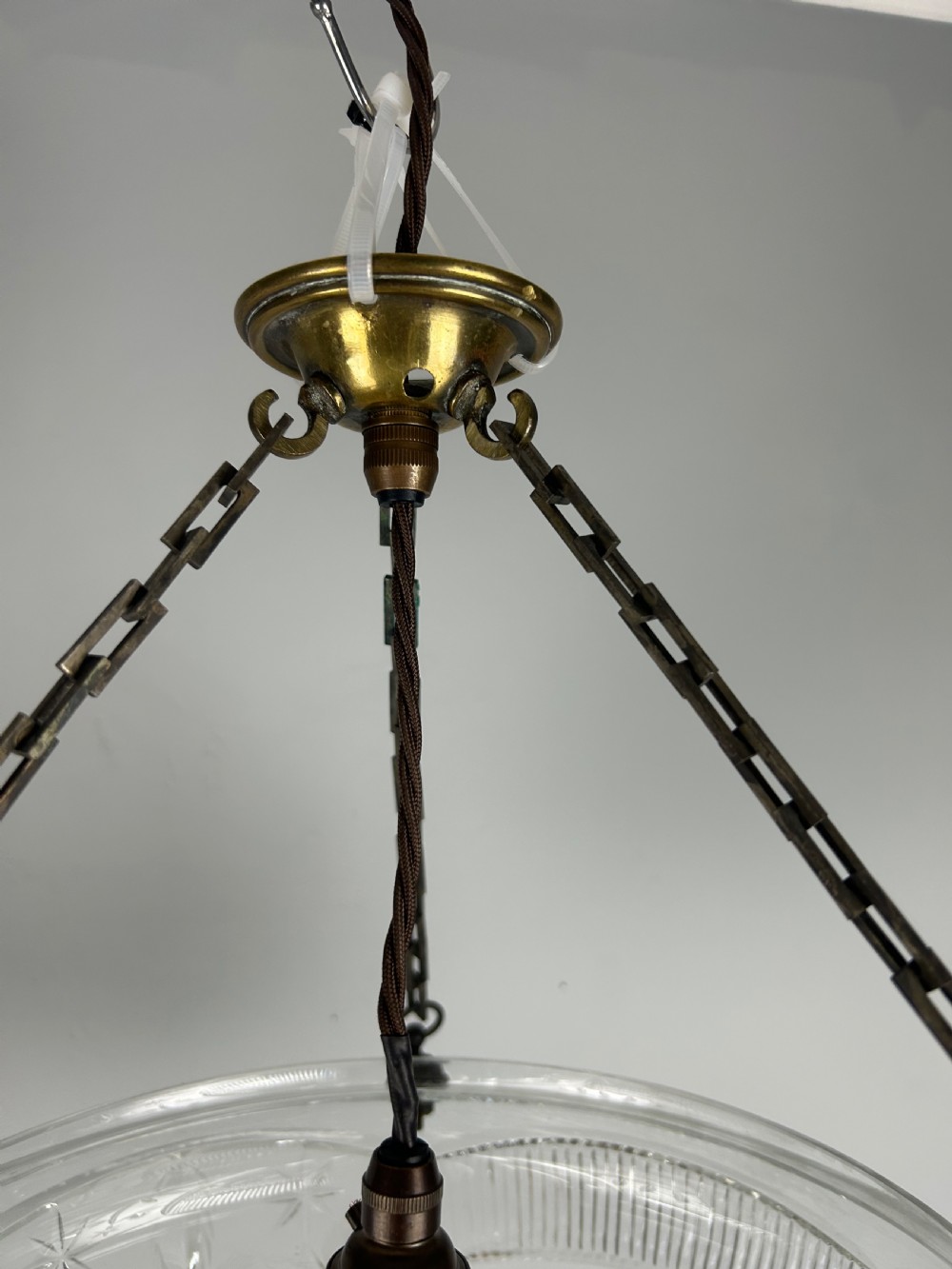 Edwardian Cut Glass Plafonnier, Ceiling Light  View V