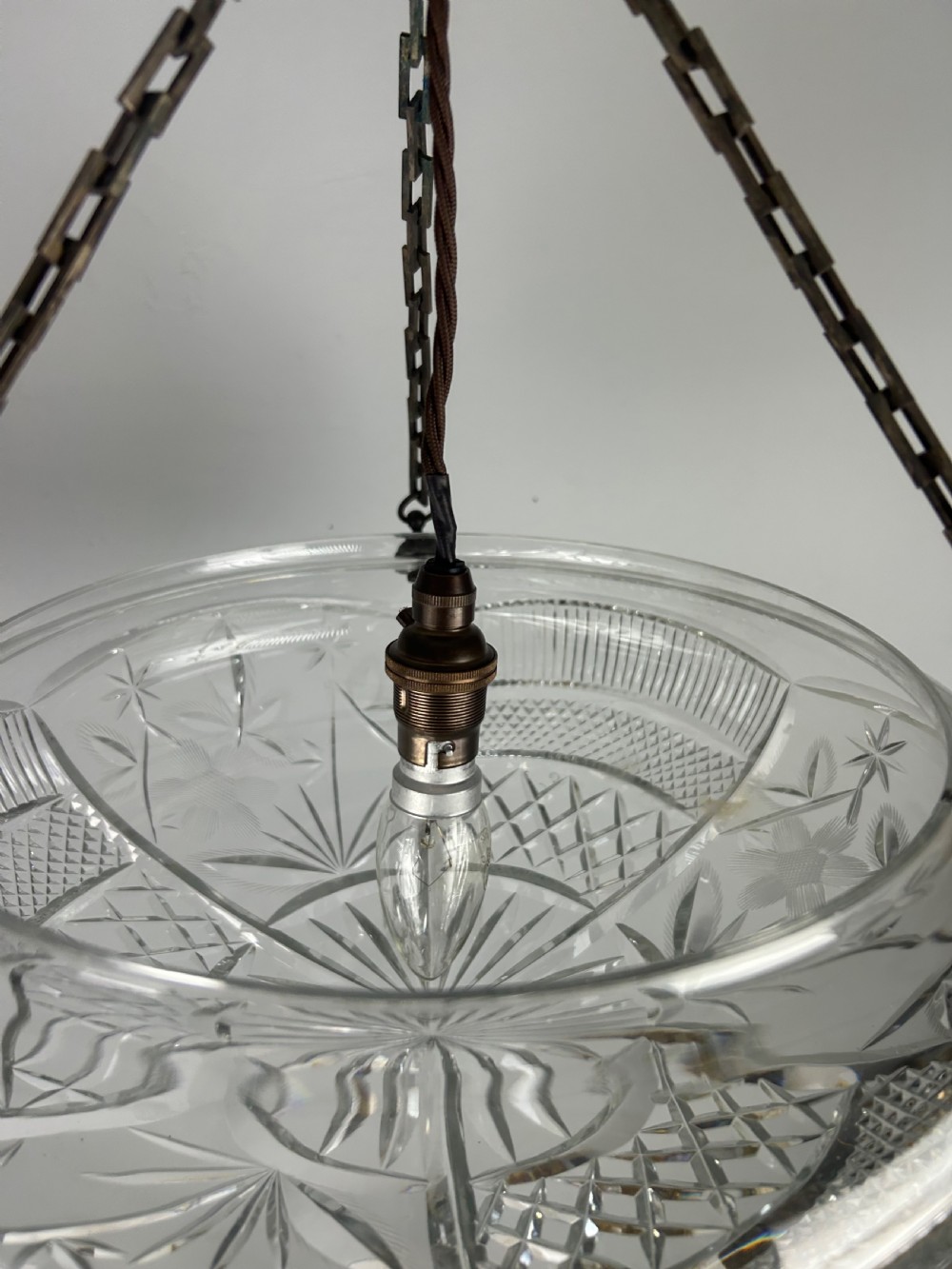 Edwardian Cut Glass Plafonnier, Ceiling Light  View VIII
