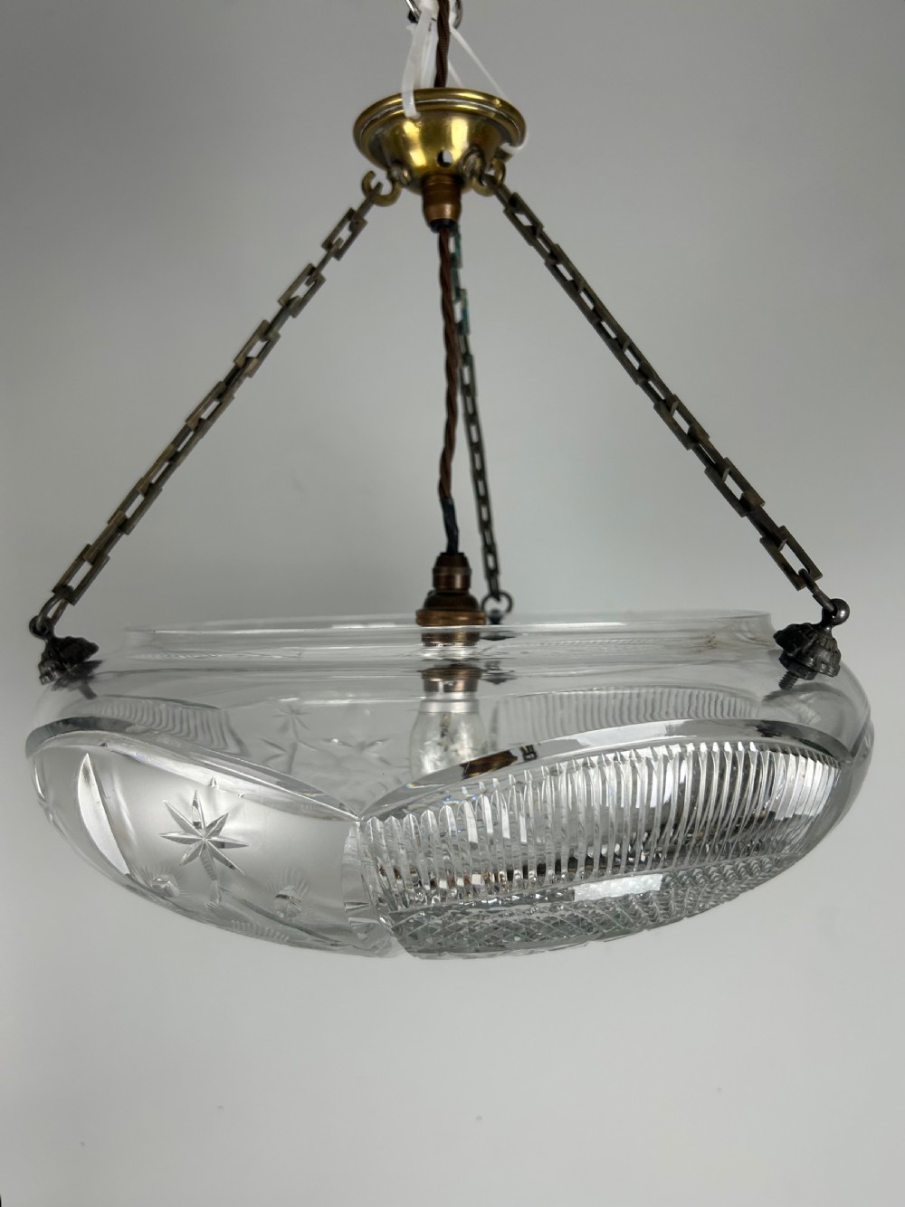 Edwardian Cut Glass Plafonnier, Ceiling Light  View X