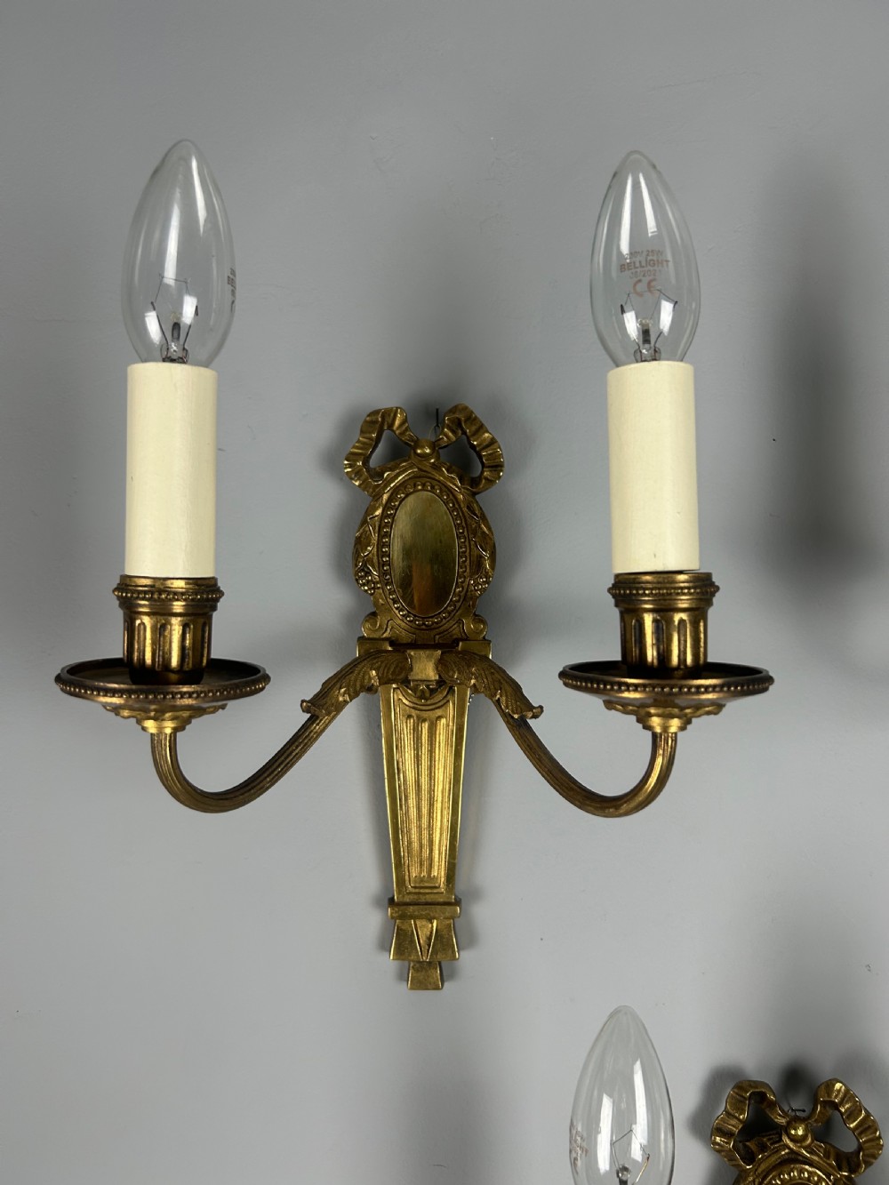Set of 3 French Gilded Twin Arm Wall Lights View V