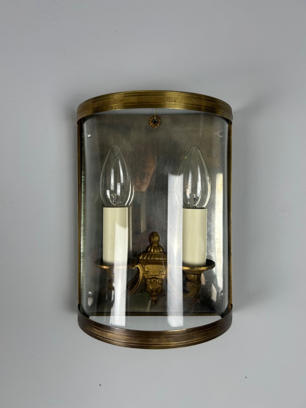 Single French Gilded Convex Half Lanterns, Wall Light
