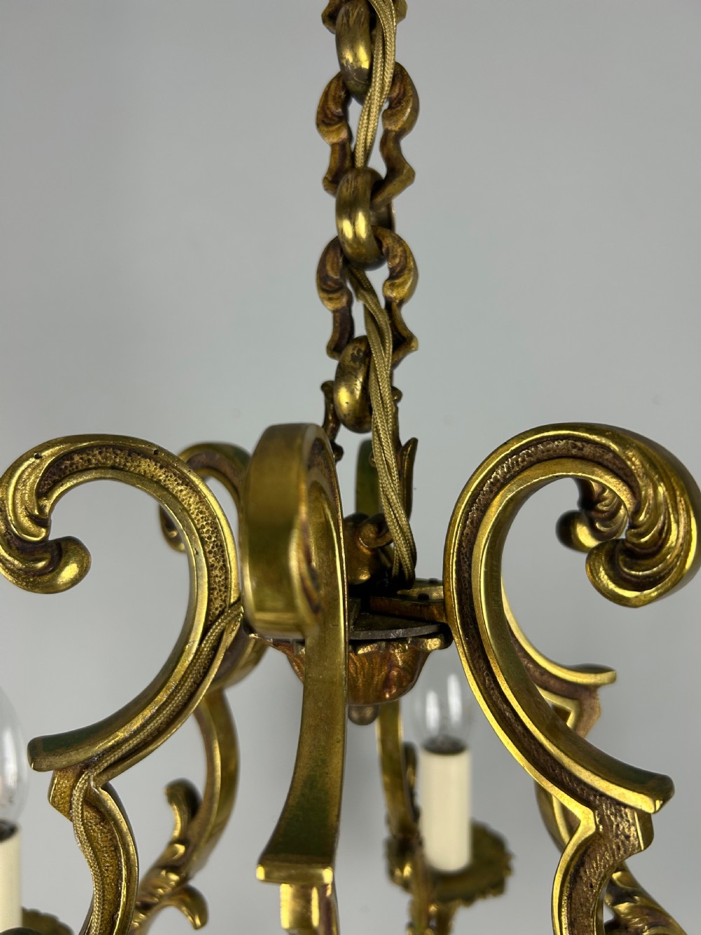 French Gilded Bronze 6 Light Antique Birdcage Chandelier View II