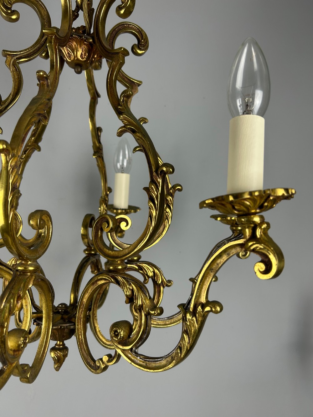 French Gilded Bronze 6 Light Antique Birdcage Chandelier View V
