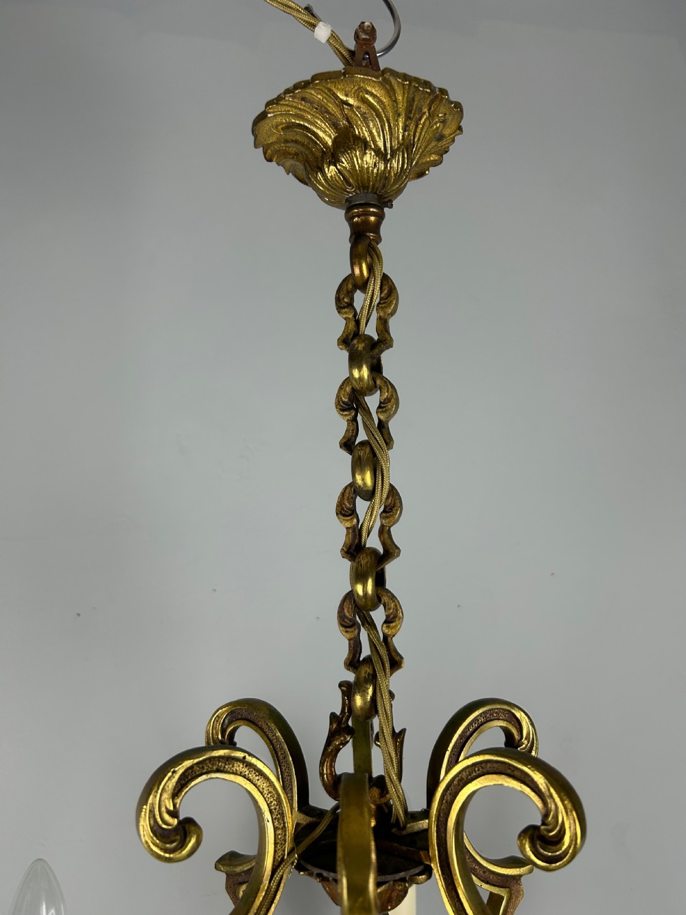 French Gilded Bronze 6 Light Antique Birdcage Chandelier View VIII