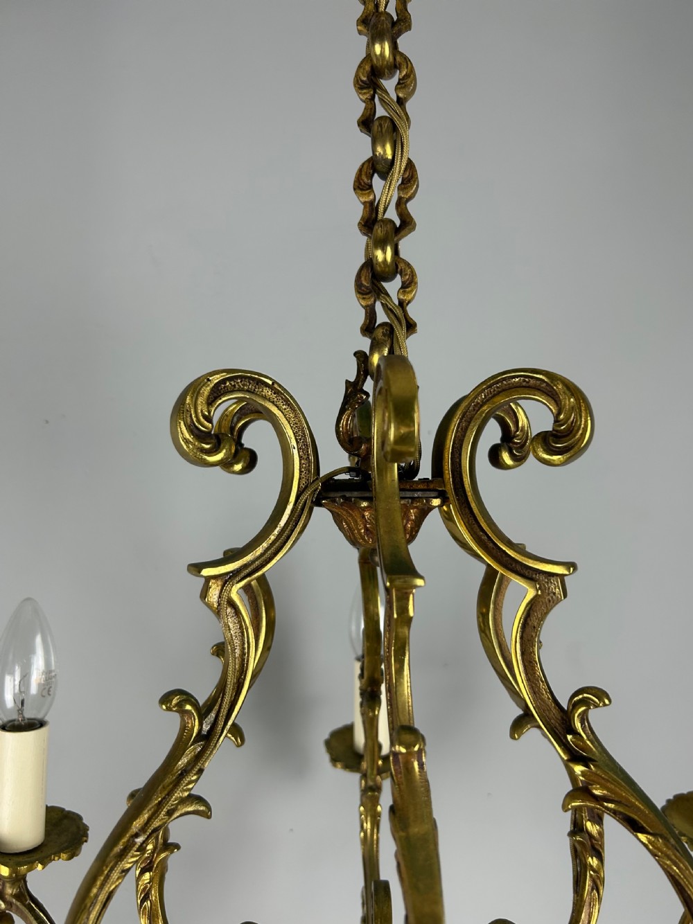 French Gilded Bronze 6 Light Antique Birdcage Chandelier View X