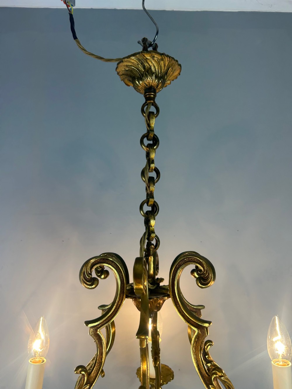 French Gilded Bronze 6 Light Antique Birdcage Chandelier View XVI