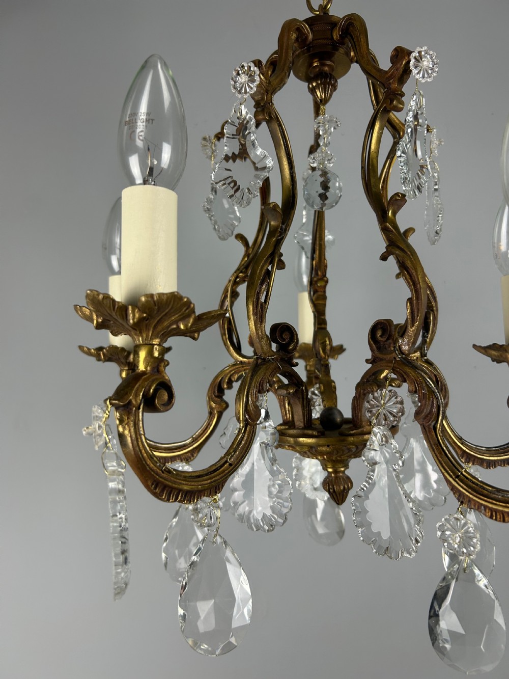 French Gilded & Crystal 5 Light Chandelier View VII