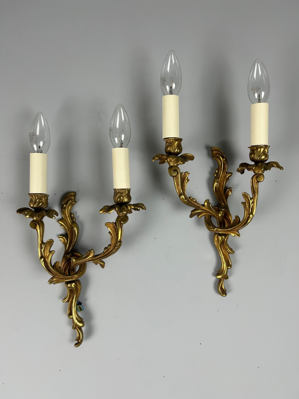 French Pair Of Gilded Bronze Antique Wall Lights