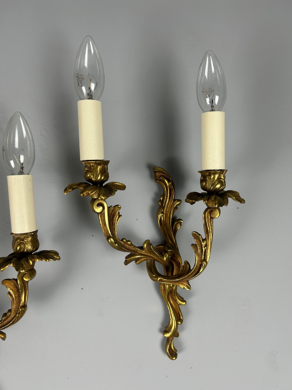French Pair Of Gilded Bronze Antique Wall Lights View II