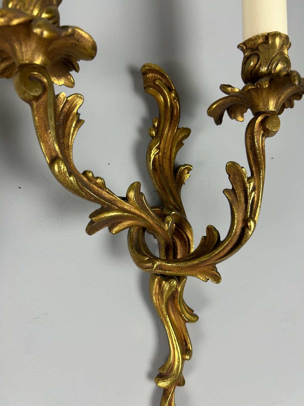 French Pair Of Gilded Bronze Antique Wall Lights View III