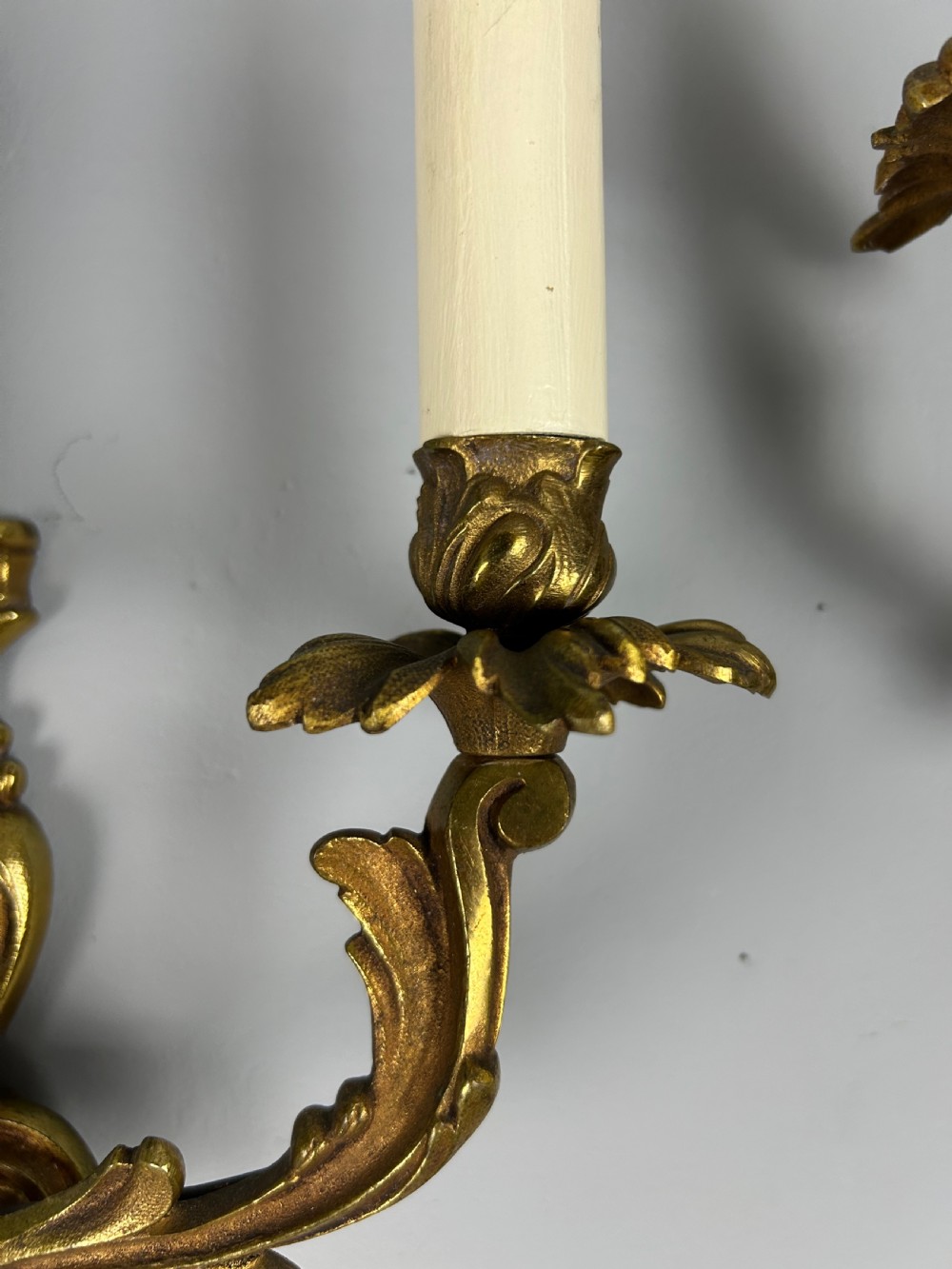 French Pair Of Gilded Bronze Antique Wall Lights View IV