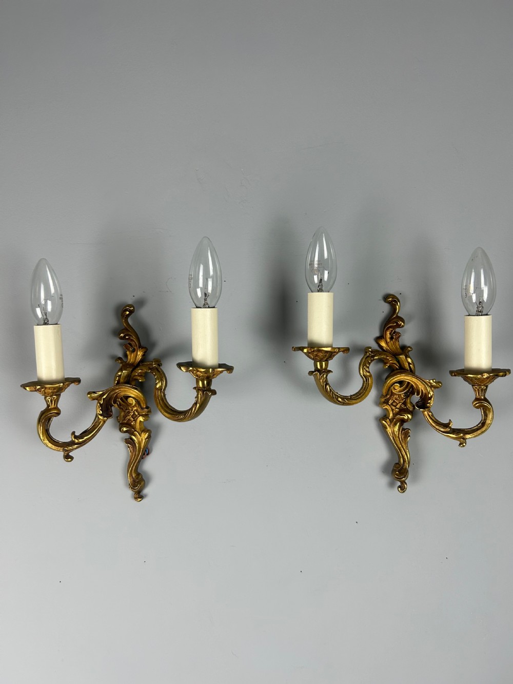 French Pair Of Gilded Bronze Antique Wall Lights