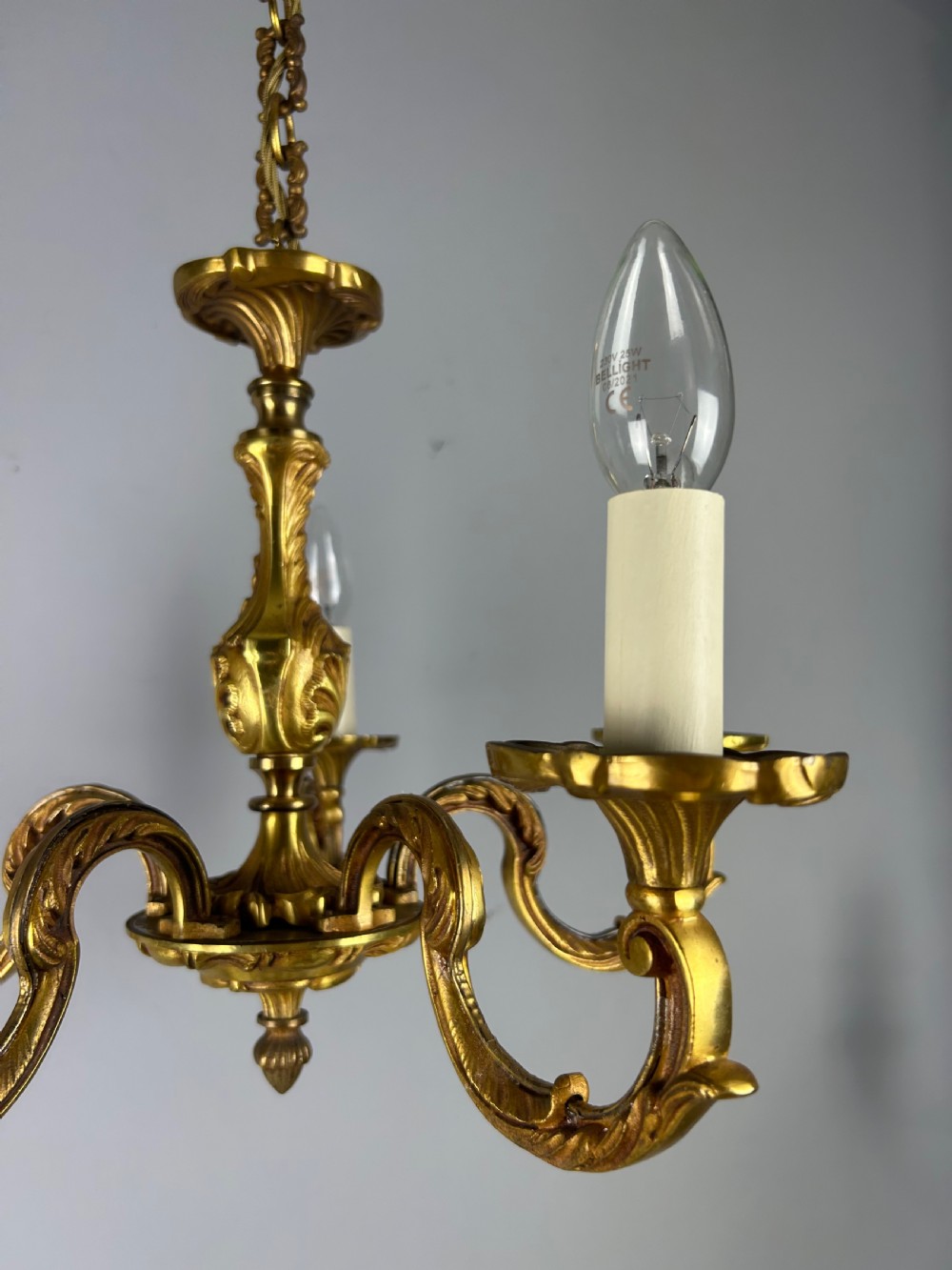 French Gilded Bronze 5 Light Antique Chandelier View X