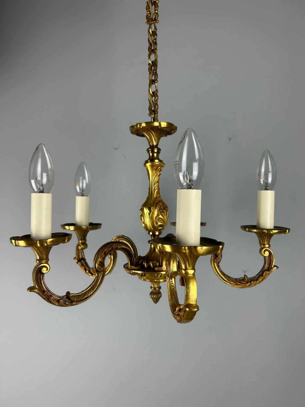 French Gilded Bronze 5 Light Antique Chandelier View XII