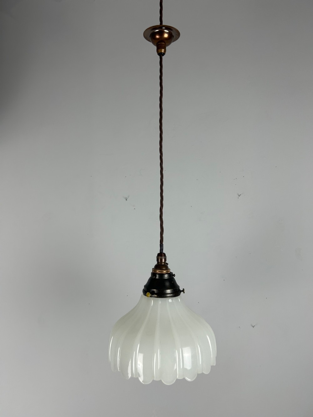 Moonstone Pendant Ceiling Light, Original Shade & Gallery  View II
