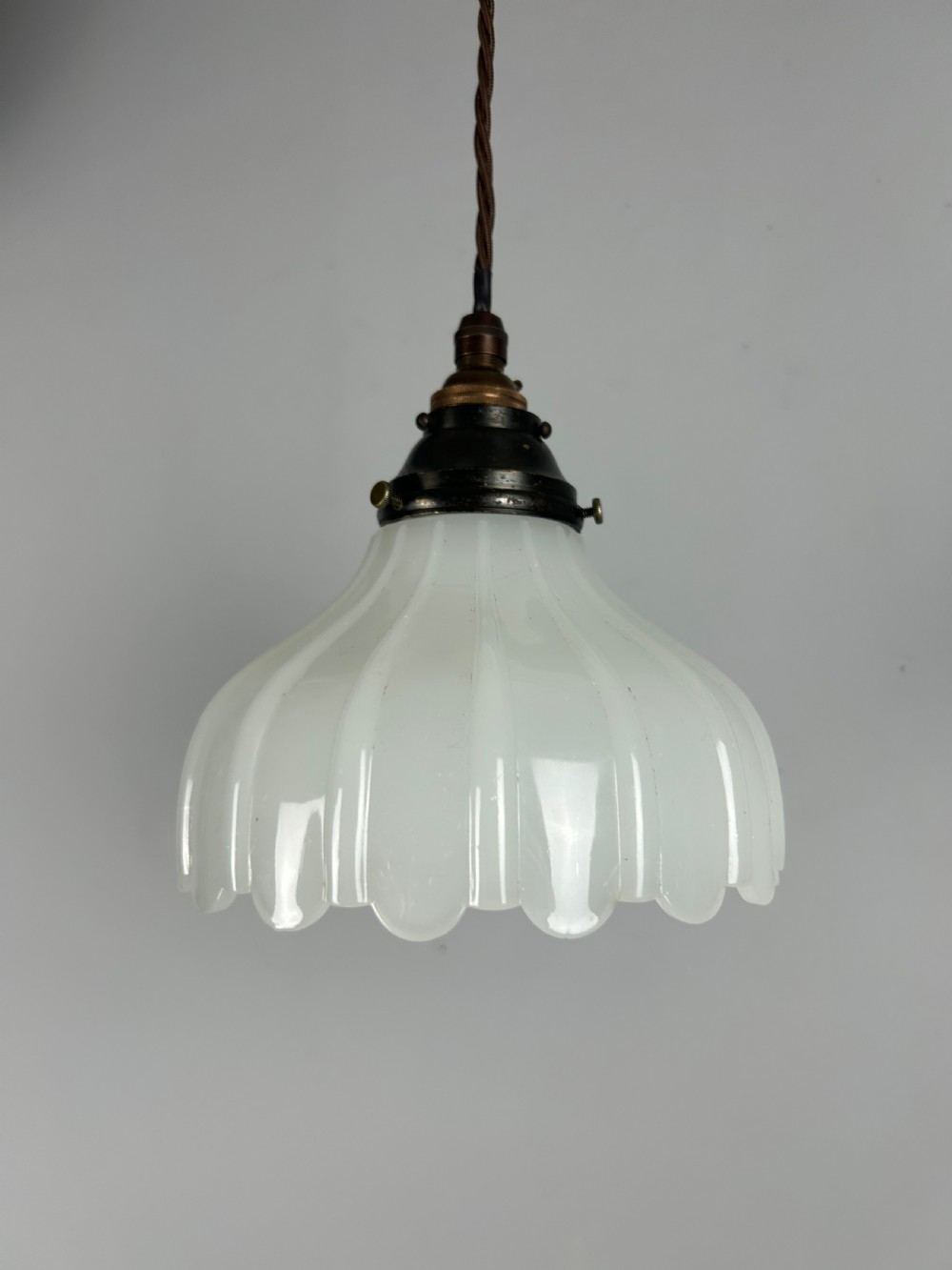 Moonstone Pendant Ceiling Light, Original Shade & Gallery  View III