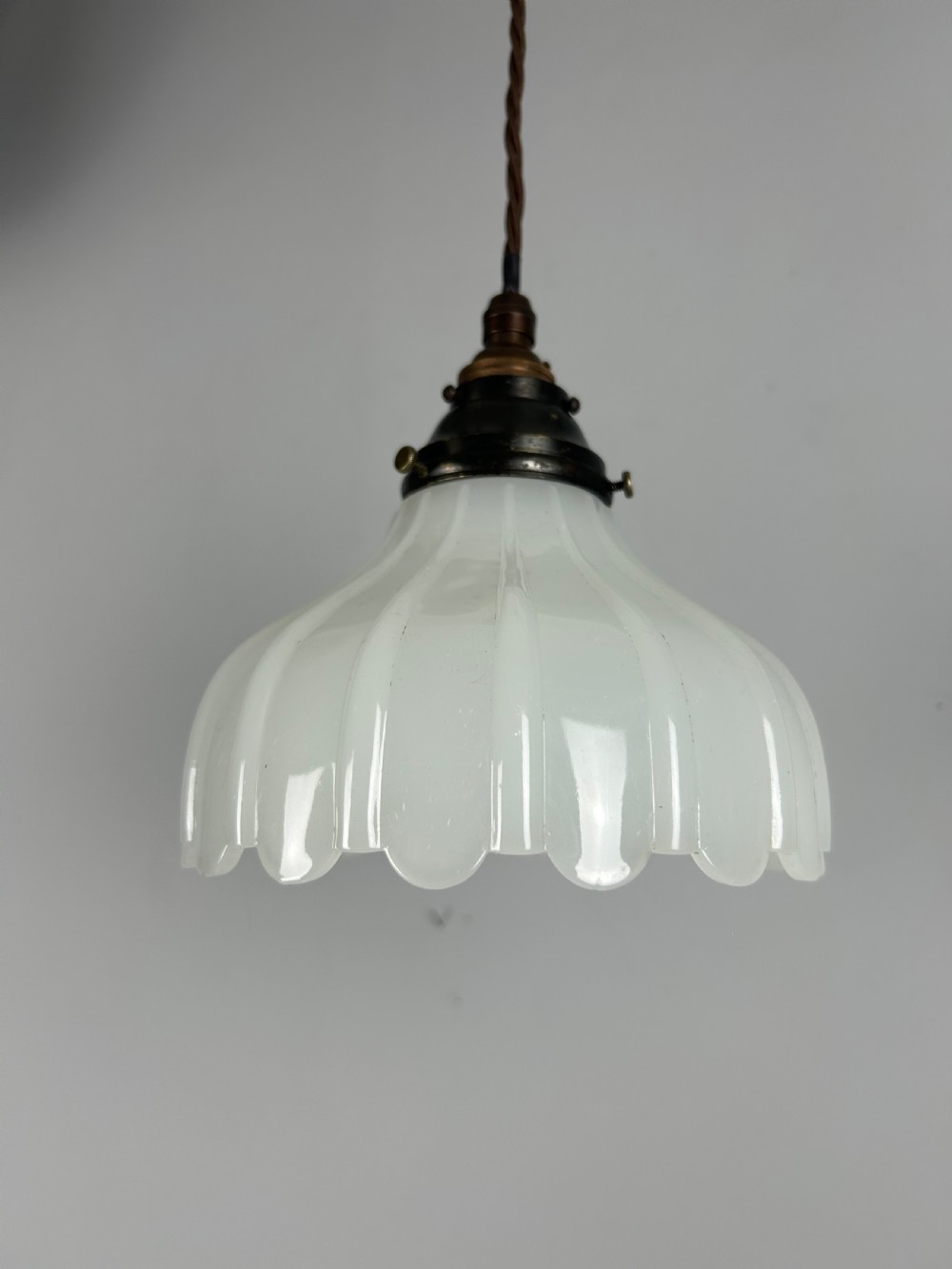 Moonstone Pendant Ceiling Light, Original Shade & Gallery  View IV