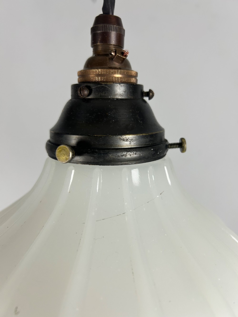 Moonstone Pendant Ceiling Light, Original Shade & Gallery  View V