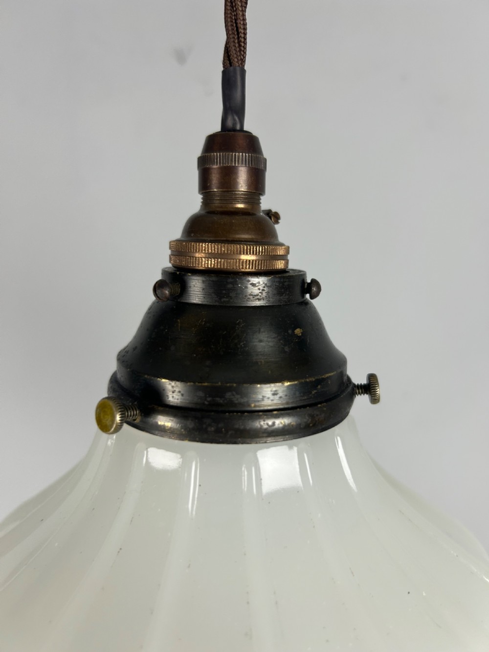 Moonstone Pendant Ceiling Light, Original Shade & Gallery  View VI