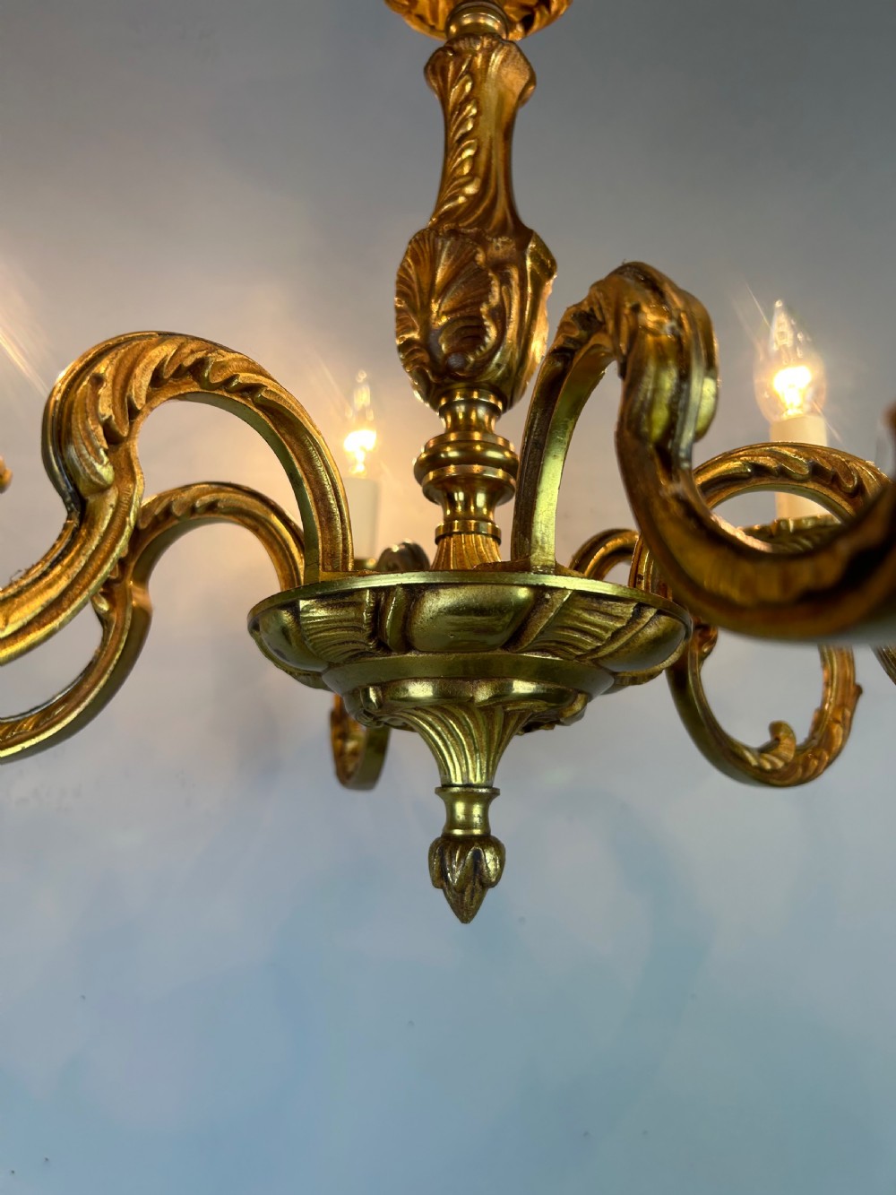 French Gilded Bronze 6 Light Antique Chandelier View IV