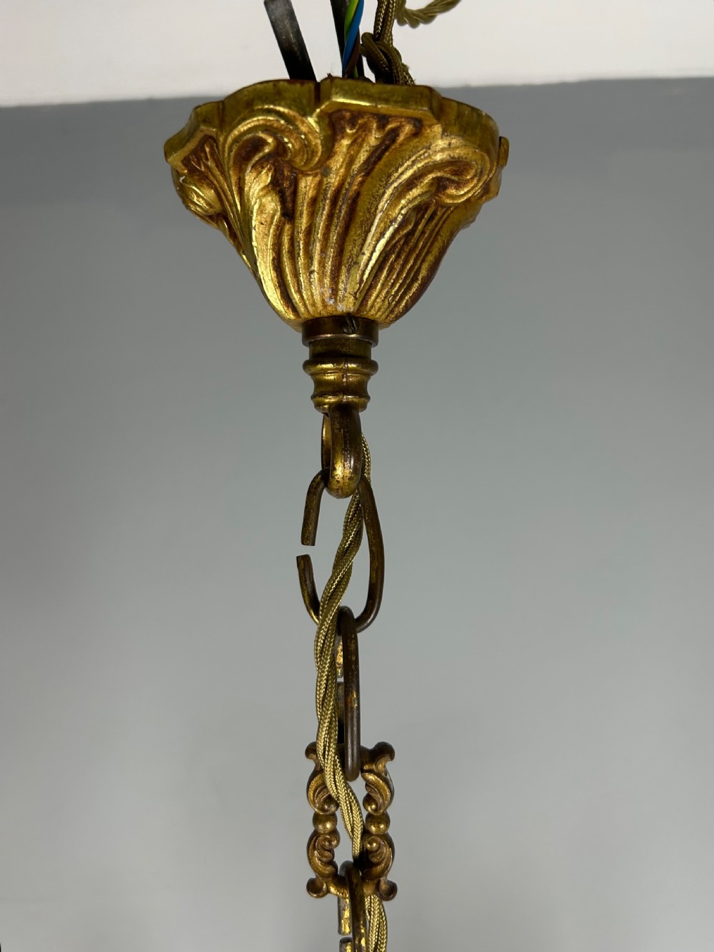 French Gilded Bronze 6 Light Antique Chandelier View IX