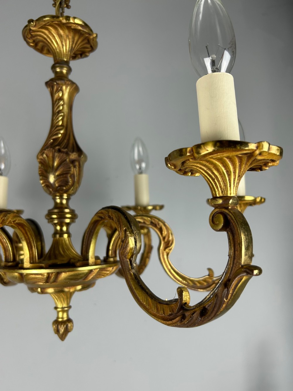French Gilded Bronze 6 Light Antique Chandelier View XI