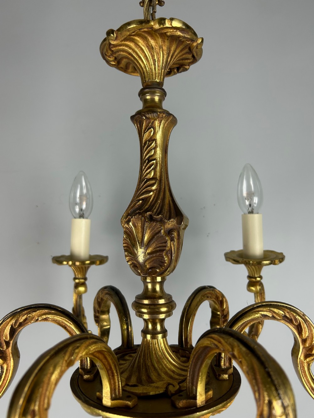 French Gilded Bronze 6 Light Antique Chandelier View XII