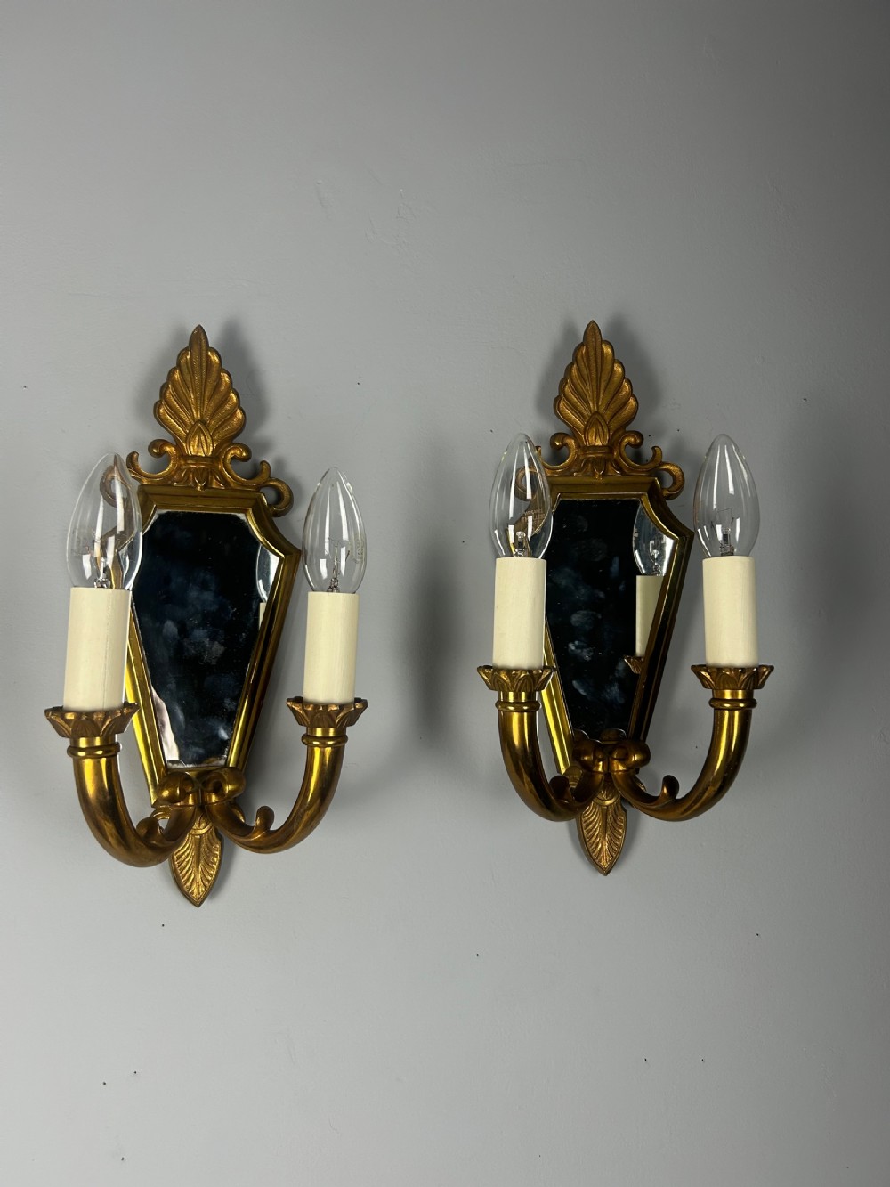 Pair of Gerfaux Paris Mirror Gilded Bronze Wall Lights  View II