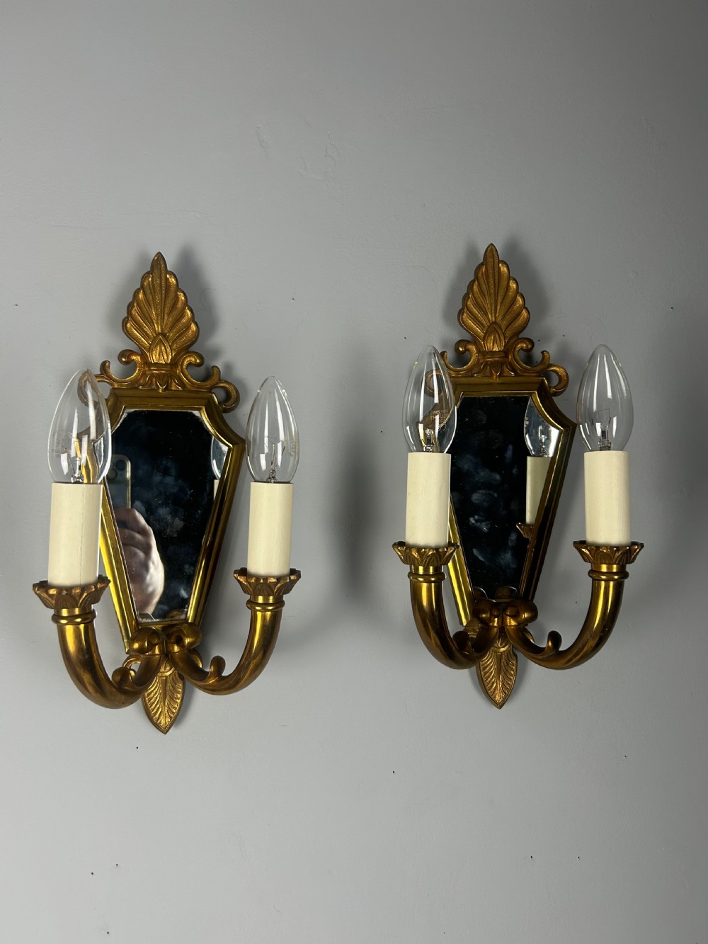 Pair of Gerfaux Paris Mirror Gilded Bronze Wall Lights  View III