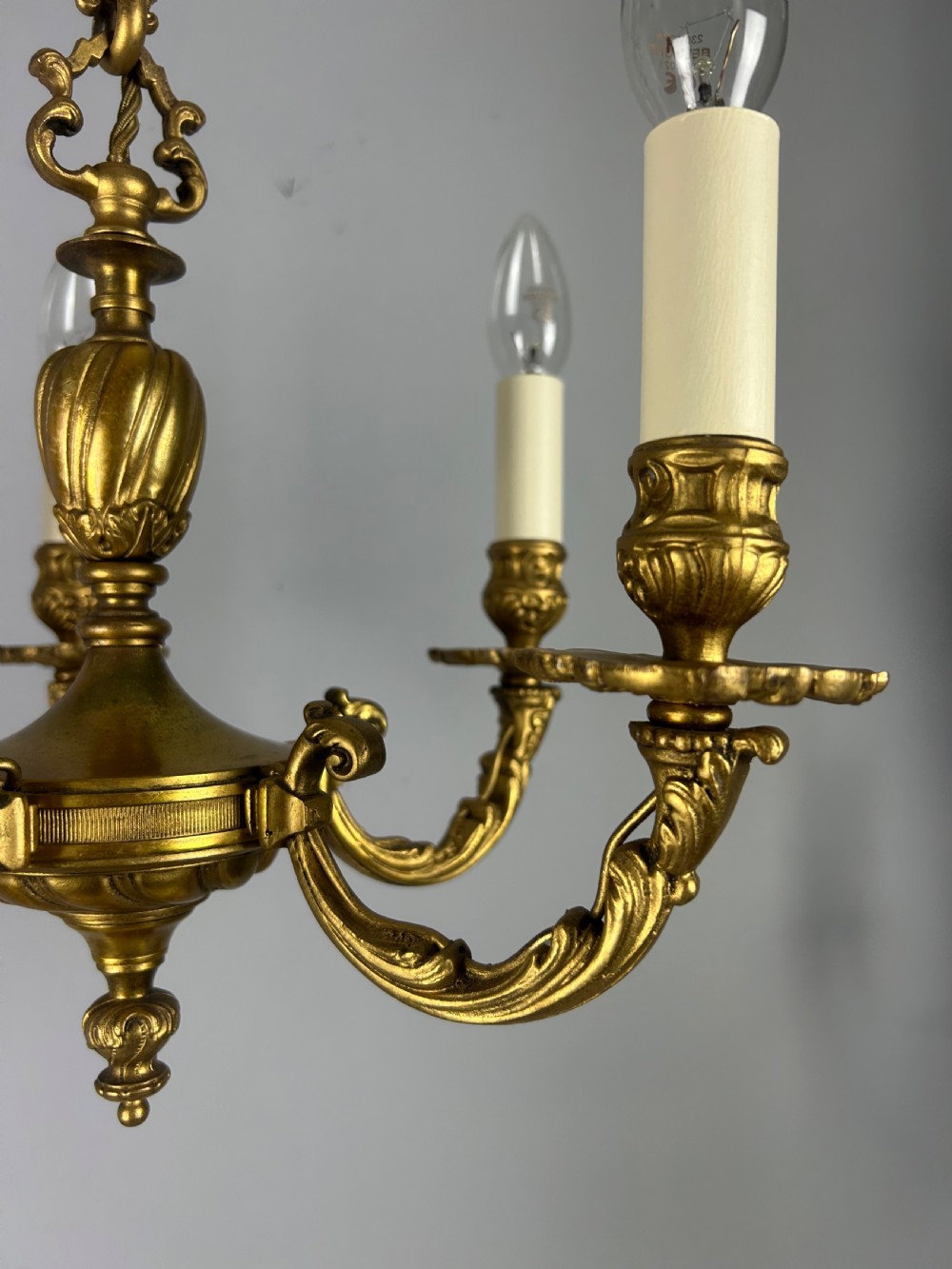 French Gilded Bronze 5 Light Antique Chandelier View VIII