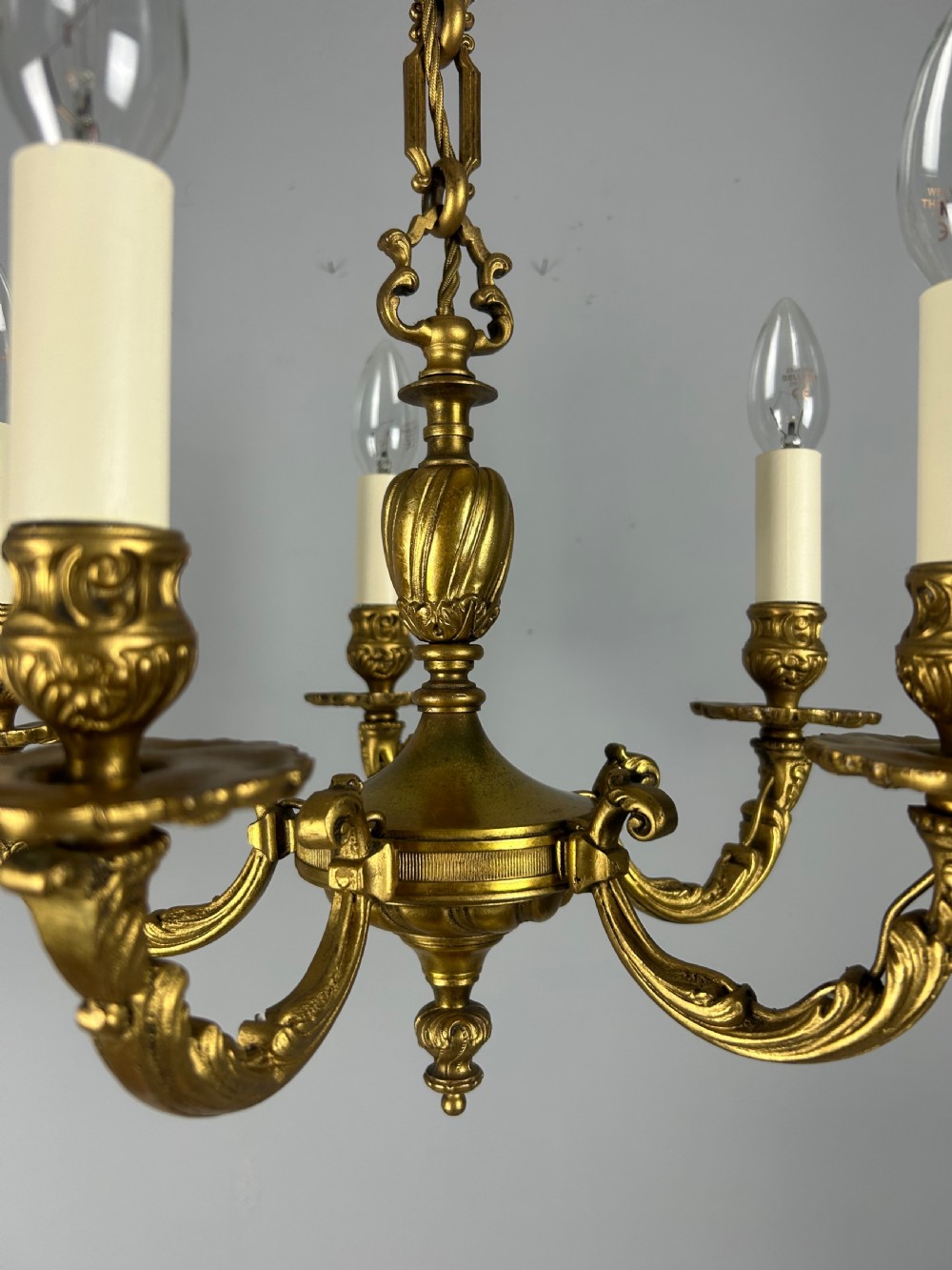 French Gilded Bronze 5 Light Antique Chandelier View IX