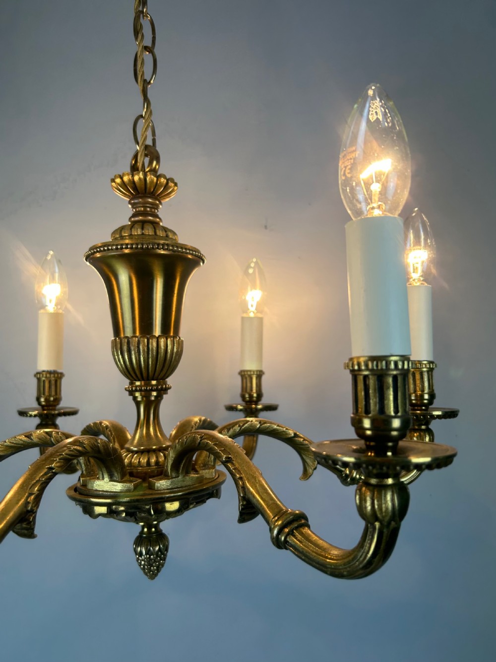 French Gilded Brass 6 Light Antique Chandelier View IV