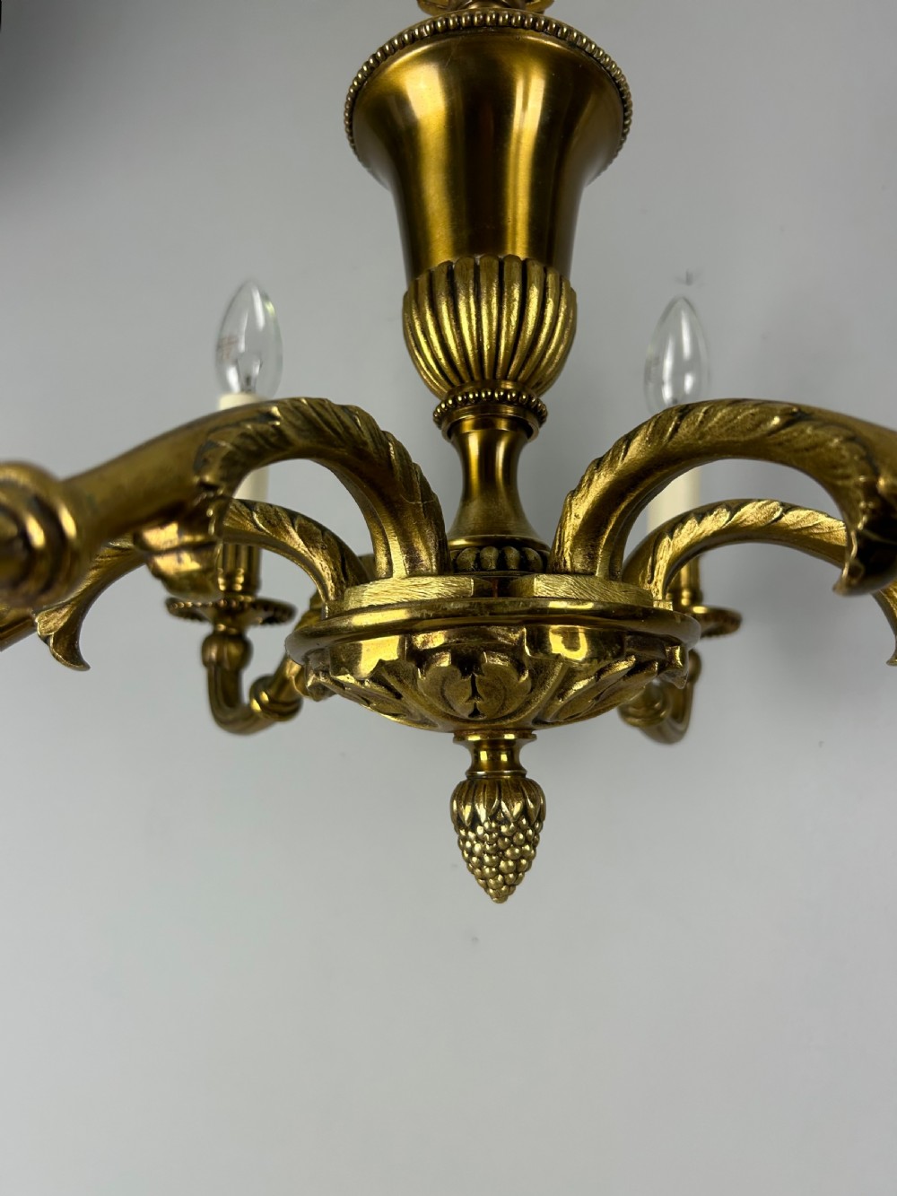 French Gilded Brass 6 Light Antique Chandelier View VI